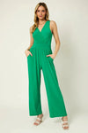 Sleeveless Pockets Surplice Jumpsuit - Tasha Apparel Wholesale