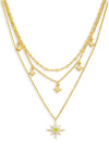 Layered Metal Chain Rhinestone Star Charm Necklace - Tasha Apparel Wholesale