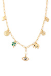 Evil Eye Multi Charm Gold Necklace - Tasha Apparel Wholesale