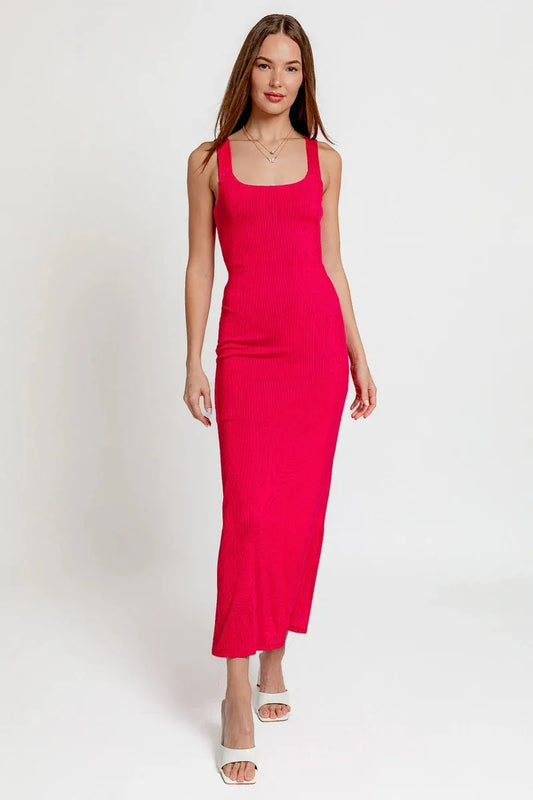 Sleeveless Open Back Bodycon Back Slit Maxi Dress - Tasha Apparel Wholesale