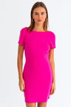Hot Pink Short Sleeve Low Back Mini Dress - Tasha Apparel Wholesale