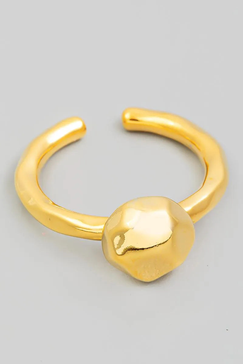 Ball Chunk Adjustable Gold Ring - Tasha Apparel Wholesale