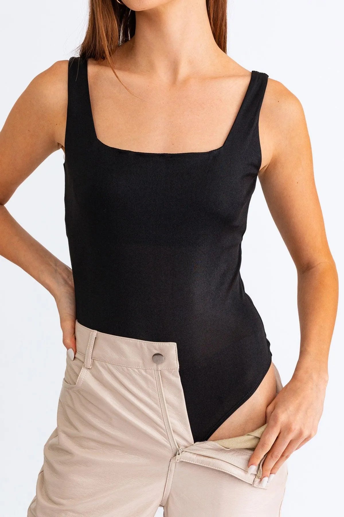 Square Neck Shine Tank Bodysuit - Tasha Apparel Wholesale