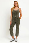 Sleeveless Adjustable Strap Washed Corduroy Jumpsuit - Tasha Apparel Wholesale