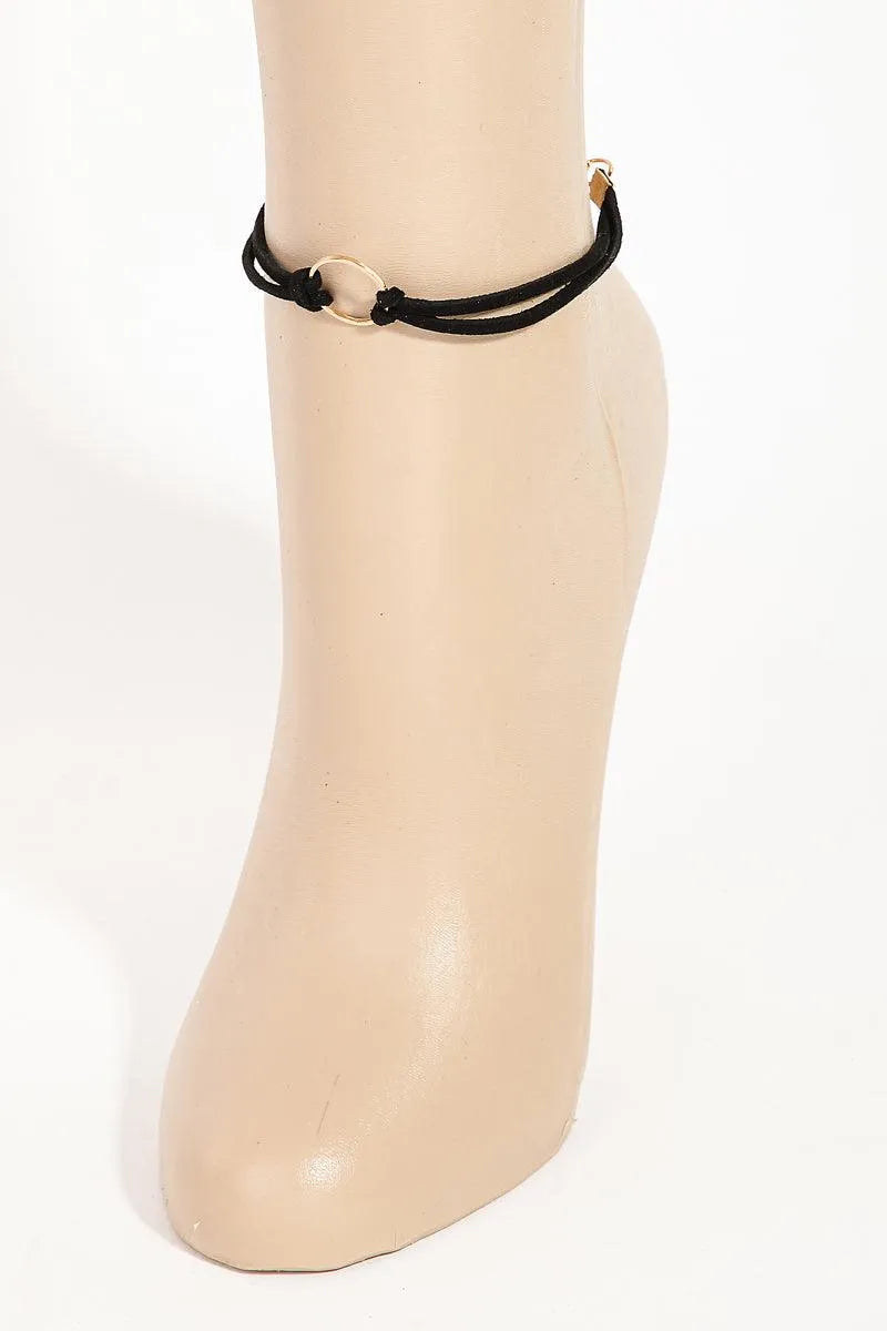 Faux Suede Gold Closure Anklet - Tasha Apparel Wholesale