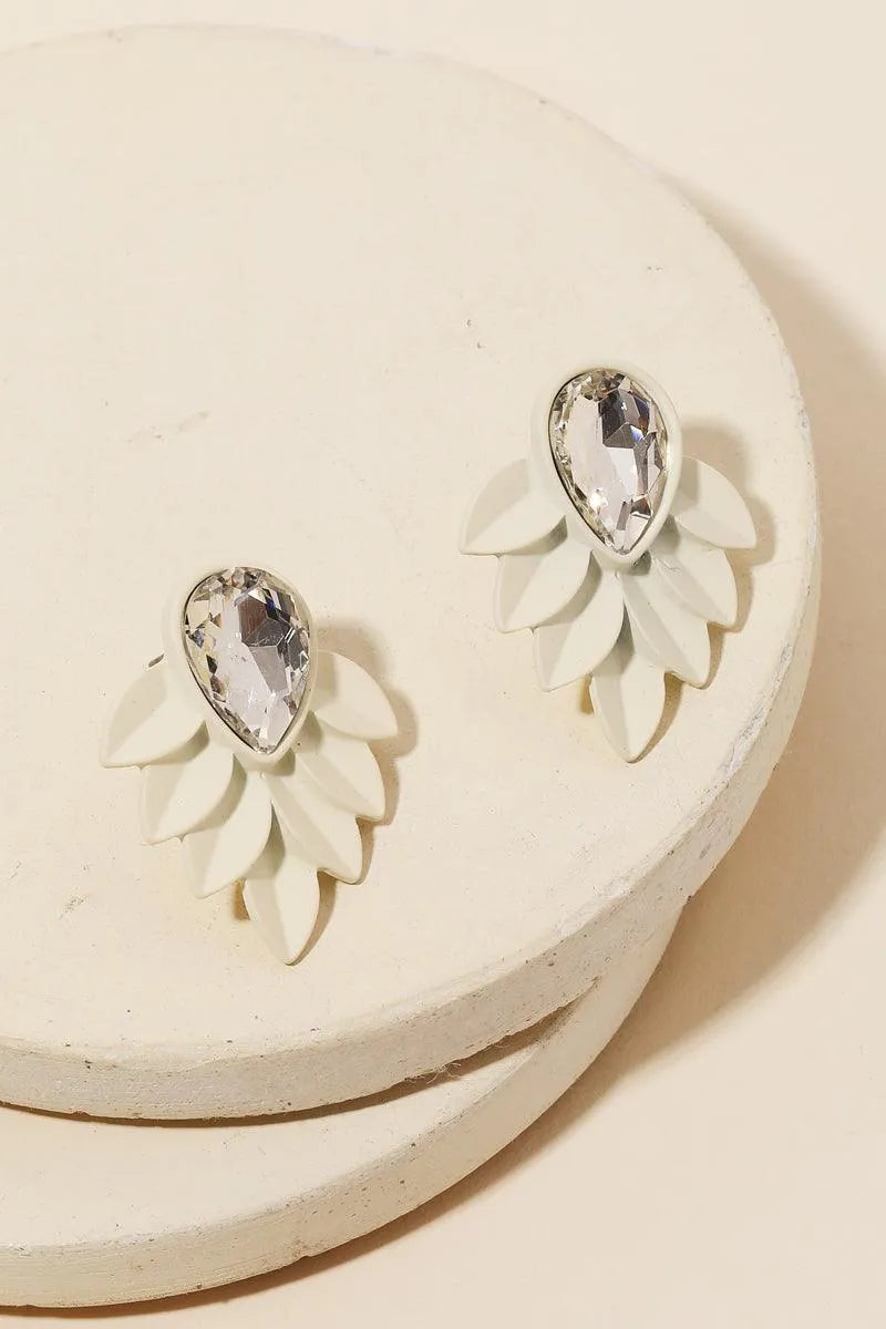 Retro Crystal Teardrop Leaf Earrings - Tasha Apparel Wholesale
