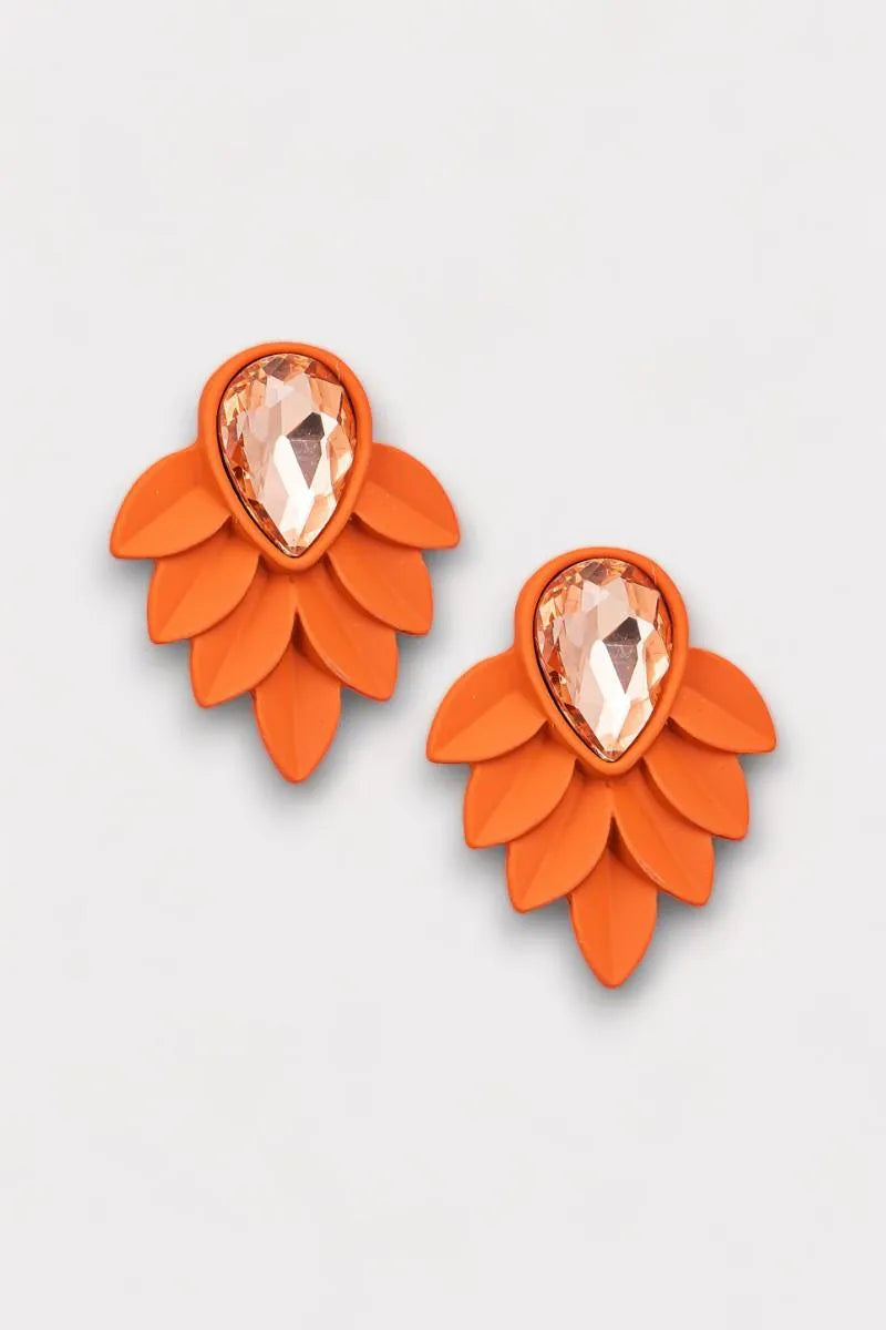 Retro Crystal Teardrop Leaf Earrings - Tasha Apparel Wholesale