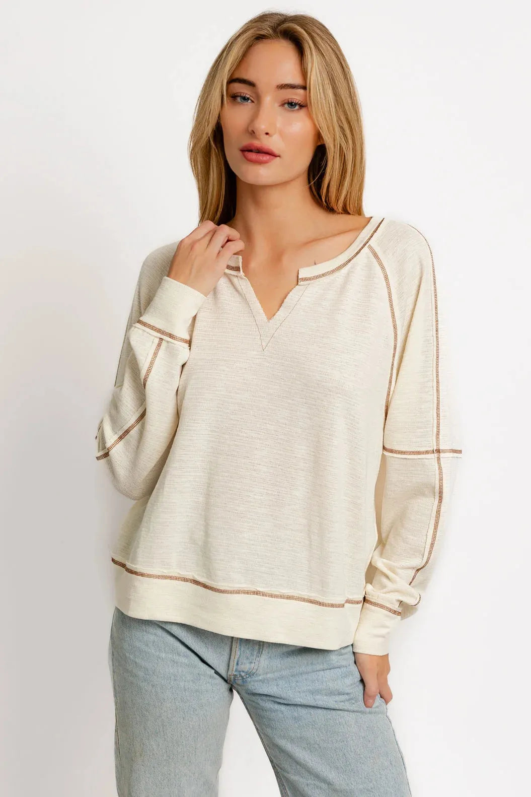V-Neck Dolman Sleeve OverSize Knit Top - Tasha Apparel Wholesale