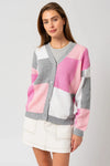 Color Block V-Neck Sweater Cardigan - Tasha Apparel Wholesale