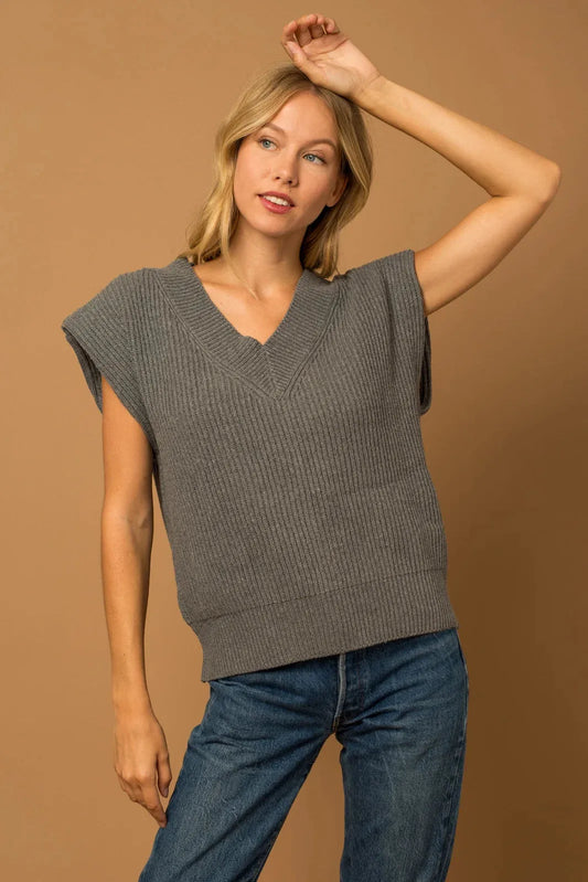 V-Neck Relax Sweater Vest - Tasha Apparel Wholesale