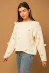 Pom-Pom Pullover Relax Long Sleeve Sweater - Tasha Apparel Wholesale