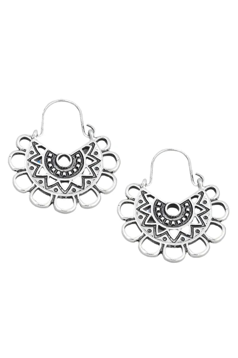 Ethnic Flower Disc Drop Earrings - Tasha Apparel Wholesale