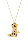 Faux Leather Leopard Cowboy Boot Pendant Necklace - Tasha Apparel Wholesale