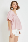 Square Neck Puff Short Sleeve Top - Tasha Apparel Wholesale