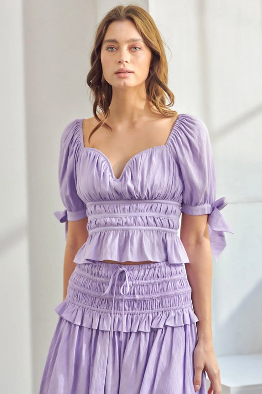Western Boho Smocked Back Tie V-Wire Peplum Top - Tasha Apparel Wholesale