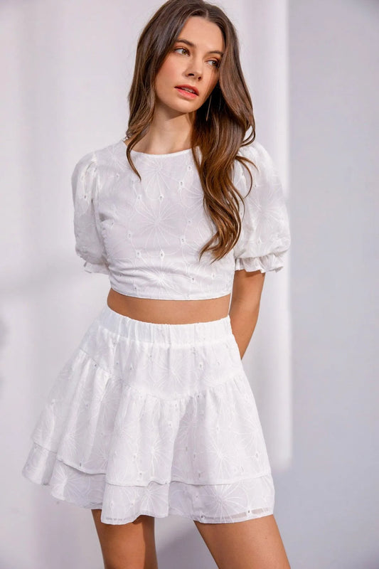 Western Boho Floral Embroidered Back Lace Up Crop Top - Tasha Apparel Wholesale