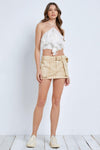 Buckle Belted Low Rise Front Pockets Mini Denim Skirt - Tasha Apparel Wholesale