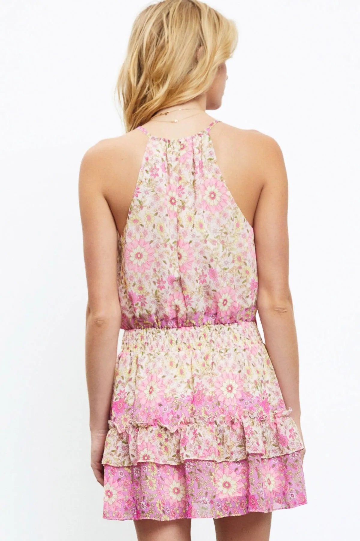 Wester Boho flower Print Ruffled Romper Dress - Tasha Apparel Wholesale