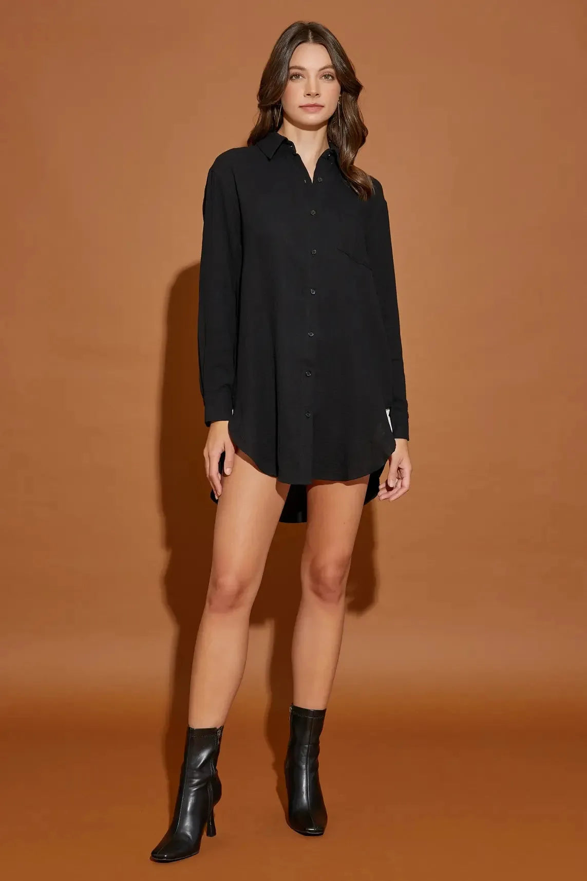 Cotton Double Gauze Oversized Shirt Dress - Tasha Apparel Wholesale