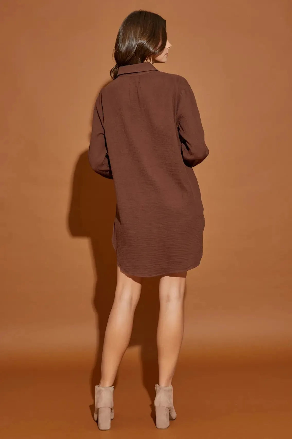 Cotton Double Gauze Oversized Shirt Dress - Tasha Apparel Wholesale