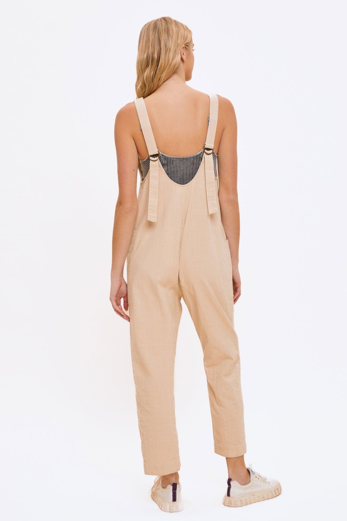 V-Neck Front Pocket Relaxed Fit Jumpsuit - Tasha Apparel Wholesale