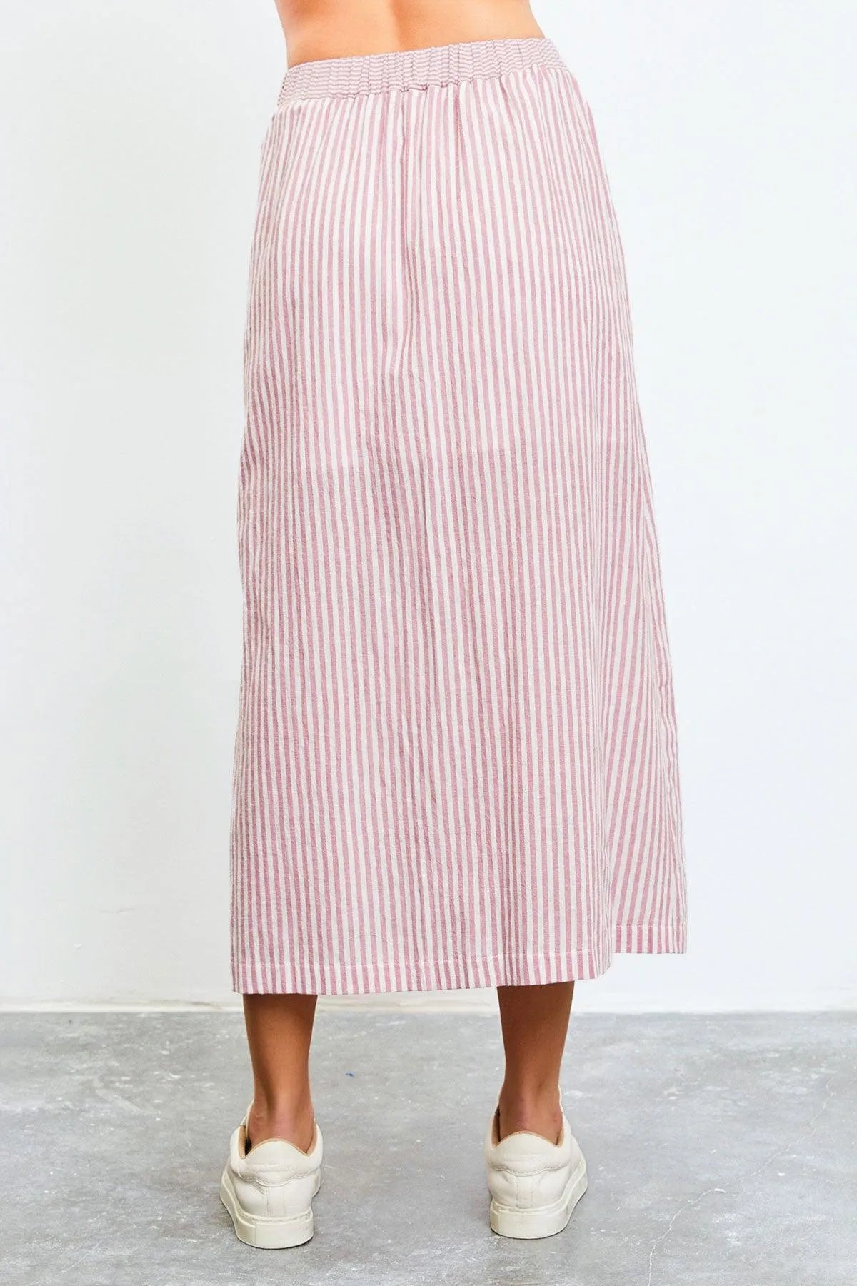 Patio Stripe Button Down Maxi Skirt - Tasha Apparel Wholesale