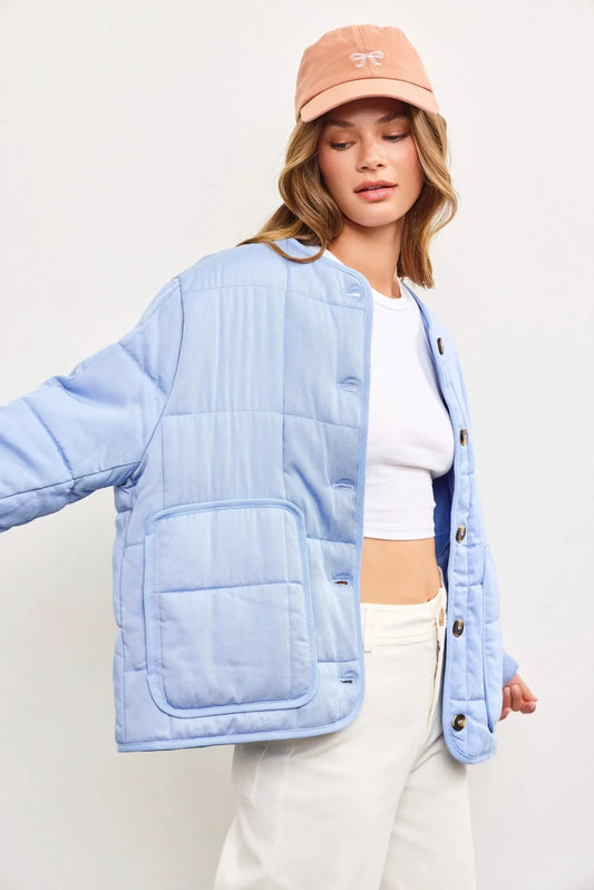 Quilted Oversized Flap Patch Pockets Puff Jacket - Tasha Apparel Wholesale