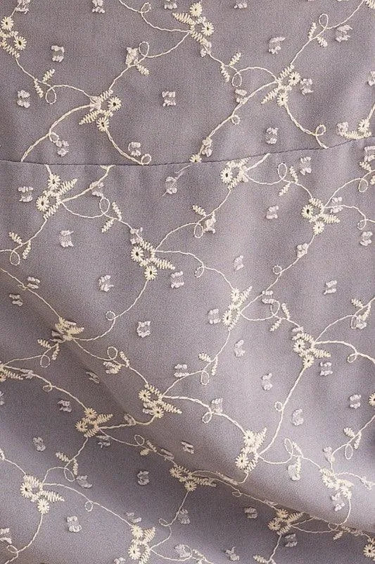 Floral Embroidered Long Waist Line Mini Dress - Tasha Apparel Wholesale