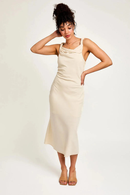 Twist Detail U-Neck Midi Dress - Tasha Apparel Wholesale