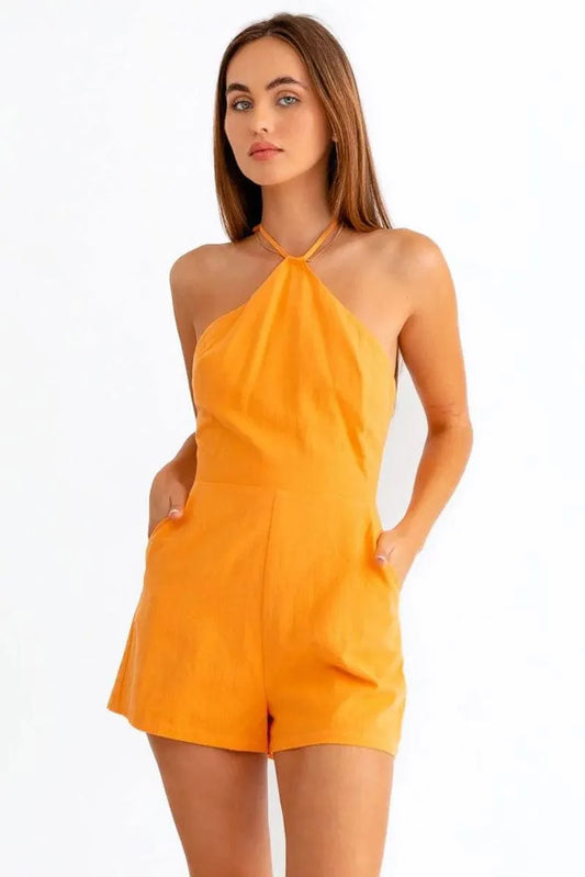 Sunset Summer Halter Neck Romper - Tasha Apparel Wholesale