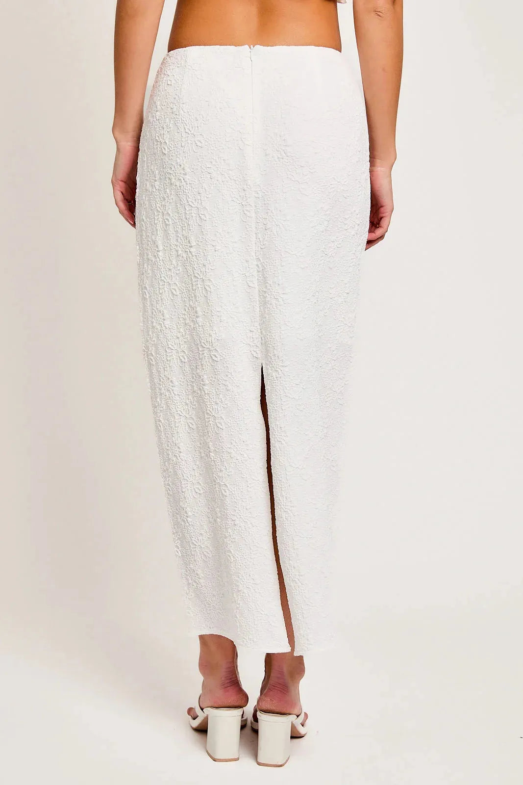 Lace Tie Up Ruffled Crop Top & Maxi Skirt Set - Tasha Apparel Wholesale