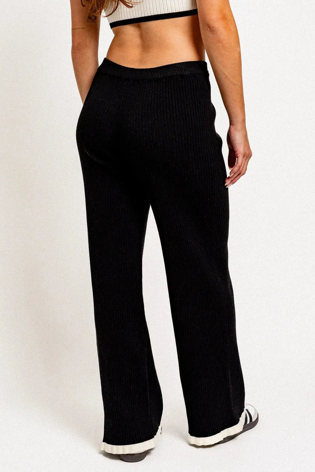 Ribbed Crop Contrast Top & Sweater Pants Set - Tasha Apparel Wholesale