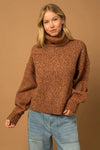 Oversize Turtleneck Rainbow Speckle Detail Sweater - Tasha Apparel Wholesale