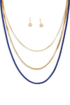 3 Layer Assorted Chain Necklace Small Ball Earring Set