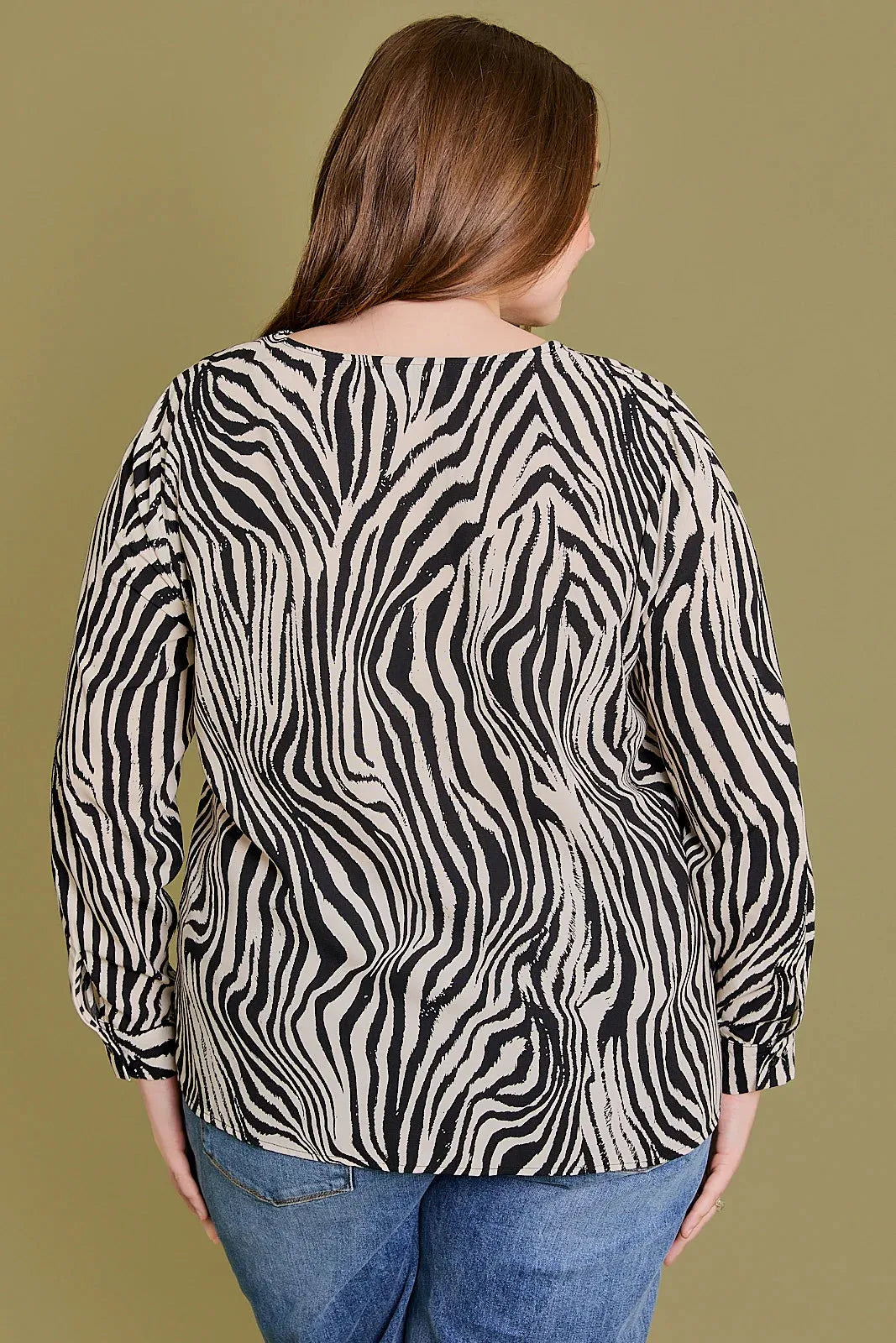 Plus Size Button Down V-Neck Animal Print Top - Tasha Apparel Wholesale