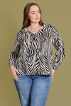 Plus Size Button Down V-Neck Animal Print Top - Tasha Apparel Wholesale