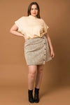 Plus Size Button Down Knit Wrap Mini Skirt - Tasha Apparel Wholesale