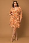 Plus Size 3/4 sleeve Floral Wrap Mini Dress - Tasha Apparel Wholesale