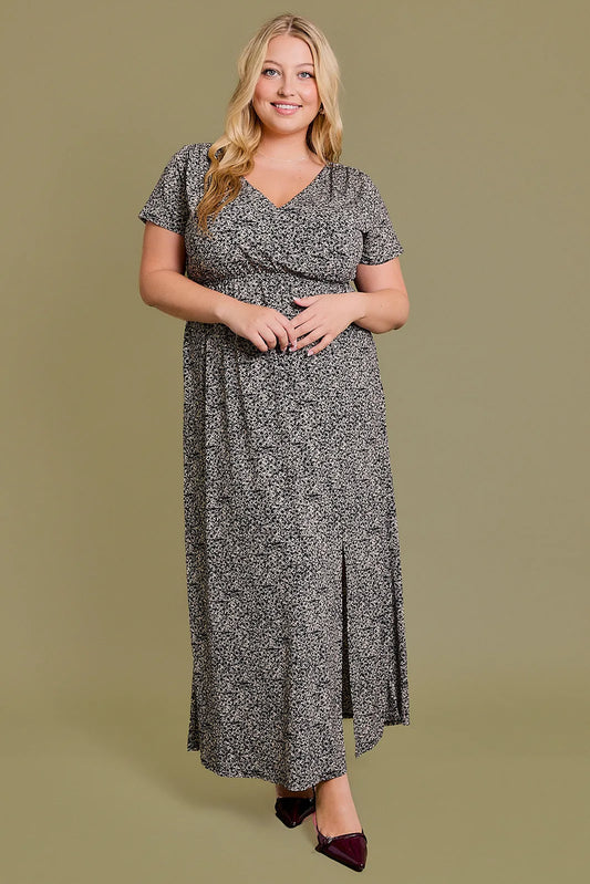 Plus Size Dusty Wrap Side Slit Maxi Dress - Tasha Apparel Wholesale