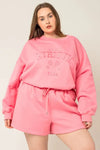 Plus Size Pink Cotton Athletic Club Oversized Sweatshirt - Tasha Apparel Wholesale