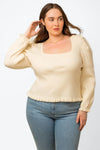 Plus Size Balloon Long Sleeve Ruffle Detail Ribbed Top - Tasha Apparel Wholesale