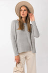 Long Sleeve Side Slit Relax Sweater Knit Top - Tasha Apparel Wholesale