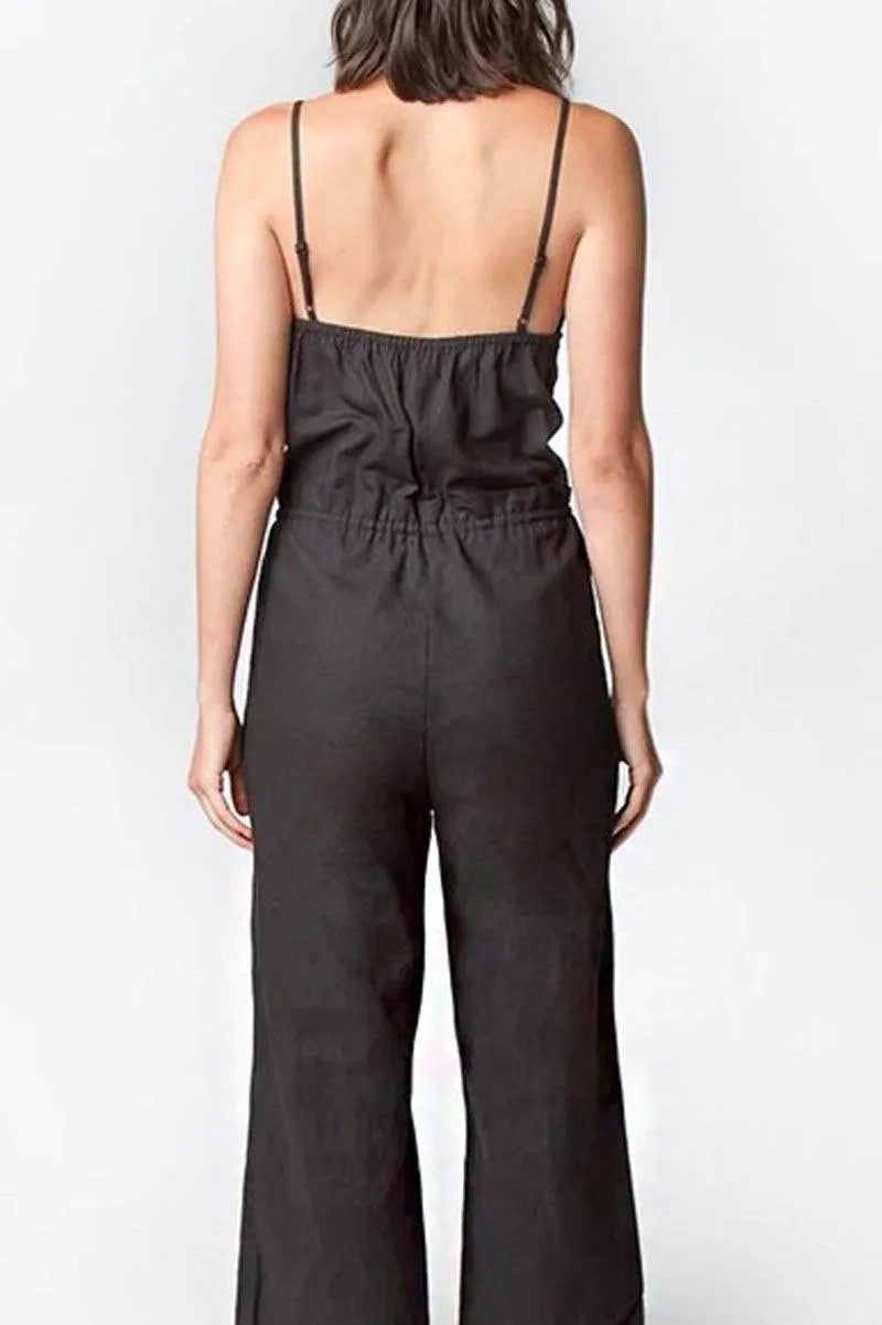 Boho Crochet Embroidered Scalloped Hem Wide Leg Jumpsuit - Tasha Apparel Wholesale