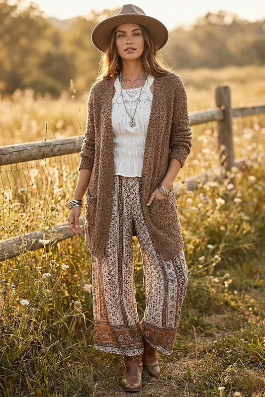 Trendy Popcorn Knit Open Front Cozy Lightweight Oversized Cardigan Sweater - Tasha Apparel Wholesale