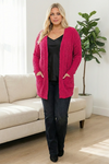 Plus Size Long Sleeve Popcorn Pattern Lightweight Open Cardigan