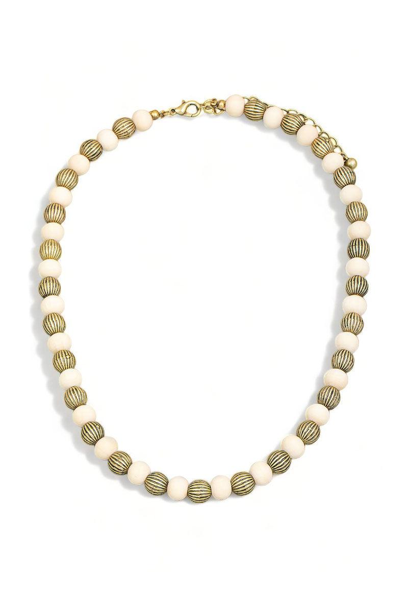 Two Tone Vintage Ball Beaded Necklace - Tasha Apparel Wholesale
