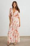 Flower Western Ruffle Cut-Out V-Neck Maxi Dress - Tasha Apparel Wholesale