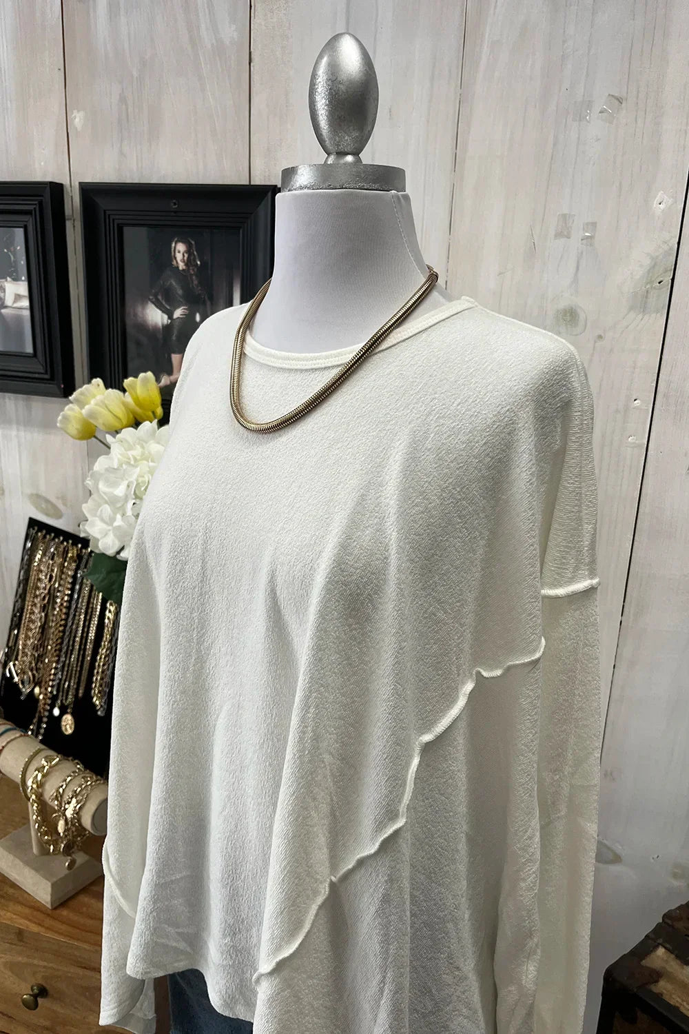 Oversized Asymmetrical Long Sleeve Relaxed Fit Cozy Sweater Top