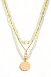 Boho Layered Beaded Disc Coin Pearl Charm Necklace - Tasha Apparel Wholesale
