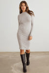 Heather Grey Crew Neck Long Sleeve Soft To Touch Midi Dress /2-2-2